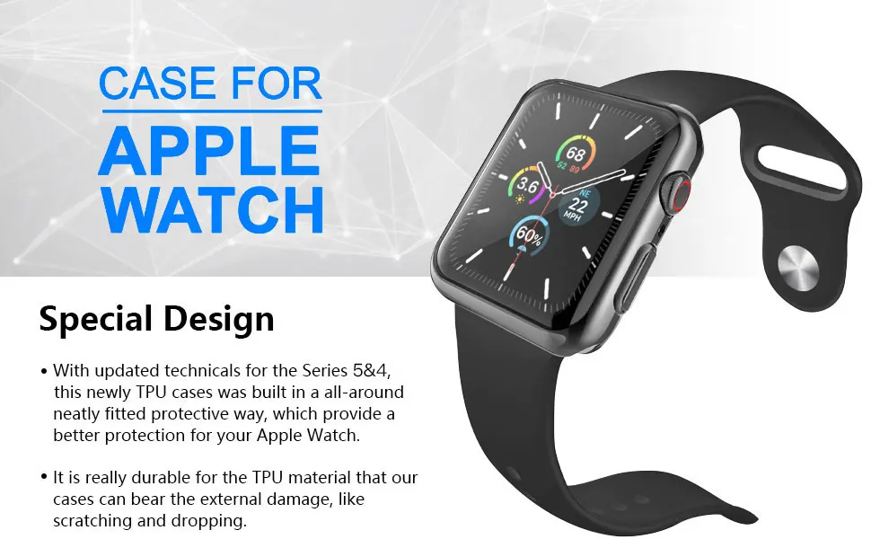 Чехол для Apple Watch 5 4 Чехол 44 мм/40 мм iWatch band 42 мм 38 мм универсальная защитная крышка бампер Apple watch 3 2 1 Аксессуары