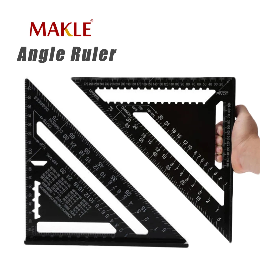 Линейка-транспортир MAKLE треугольная из алюминиевого сплава 7/12 дюйма |