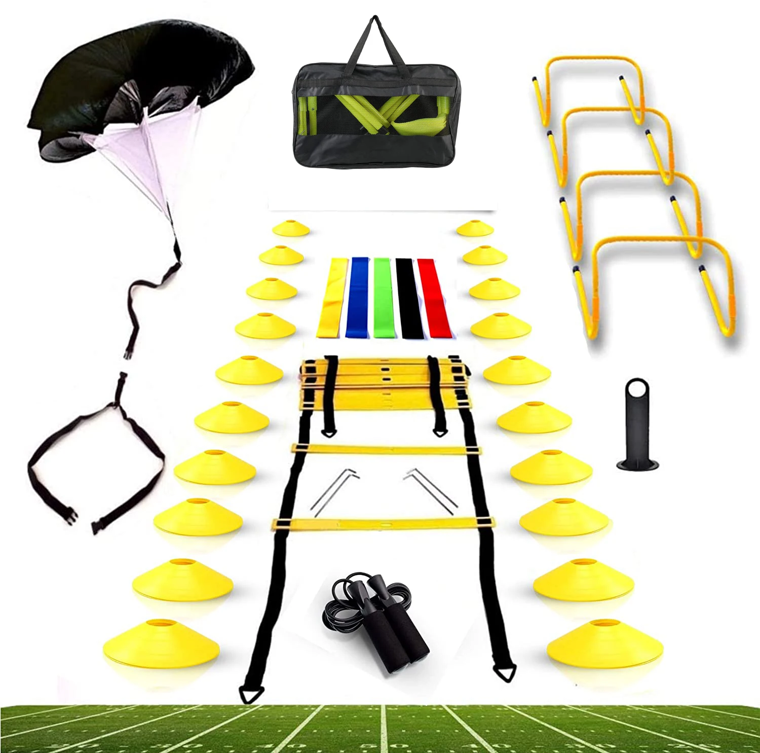 Speed Agility Training Set Footwork Agility Ladder and Hurdle Training Sets Soccer Training Equipment for Kids and Adult