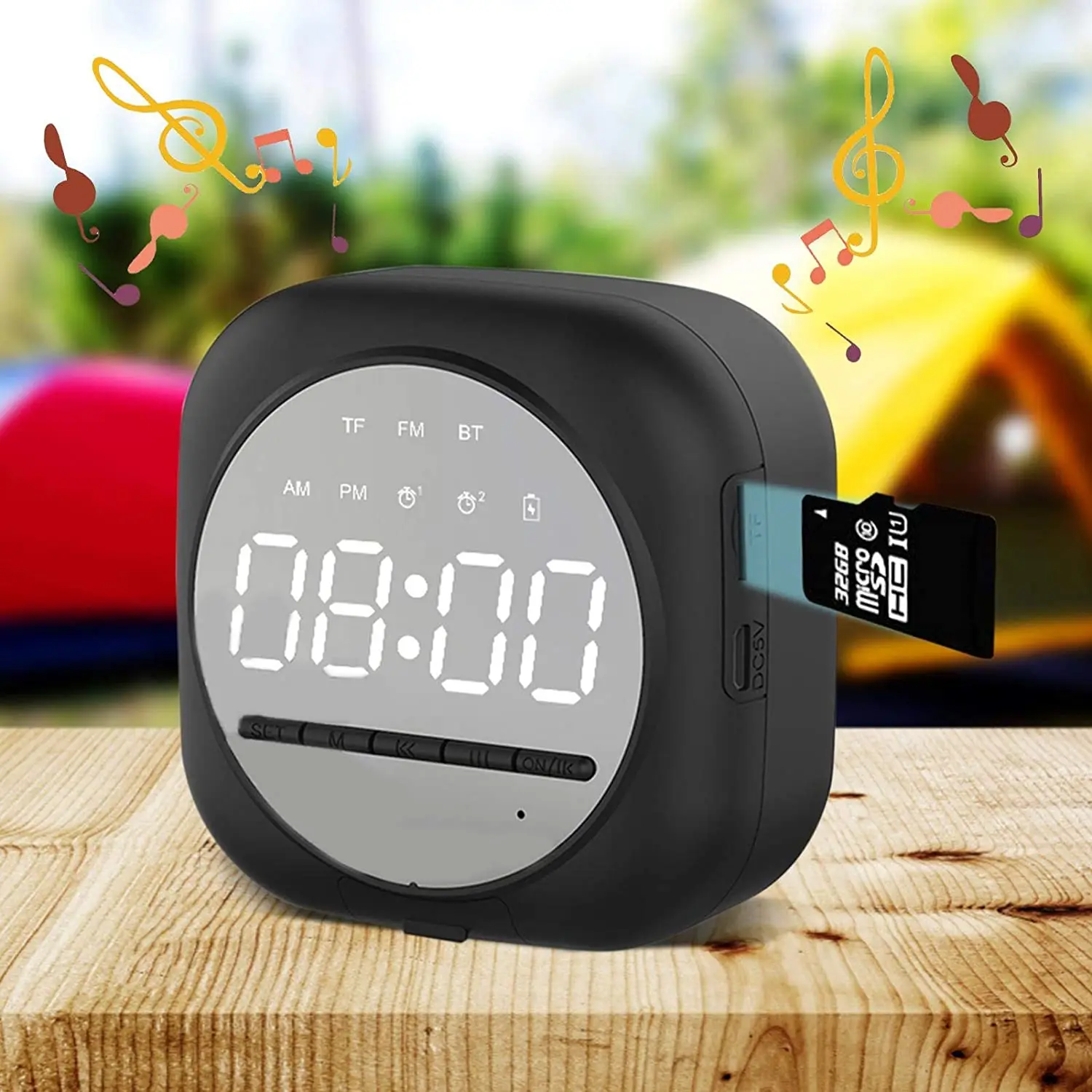 Умный Bluetooth динамик будильник прикроватное зеркало с подсветкой цифровой часы