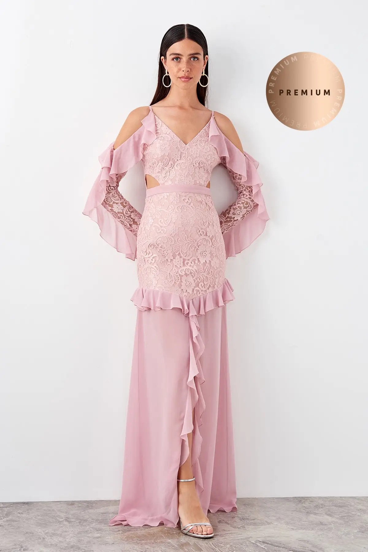 Trendyol маховик детальное вечернее платье TPRSS19AE0077