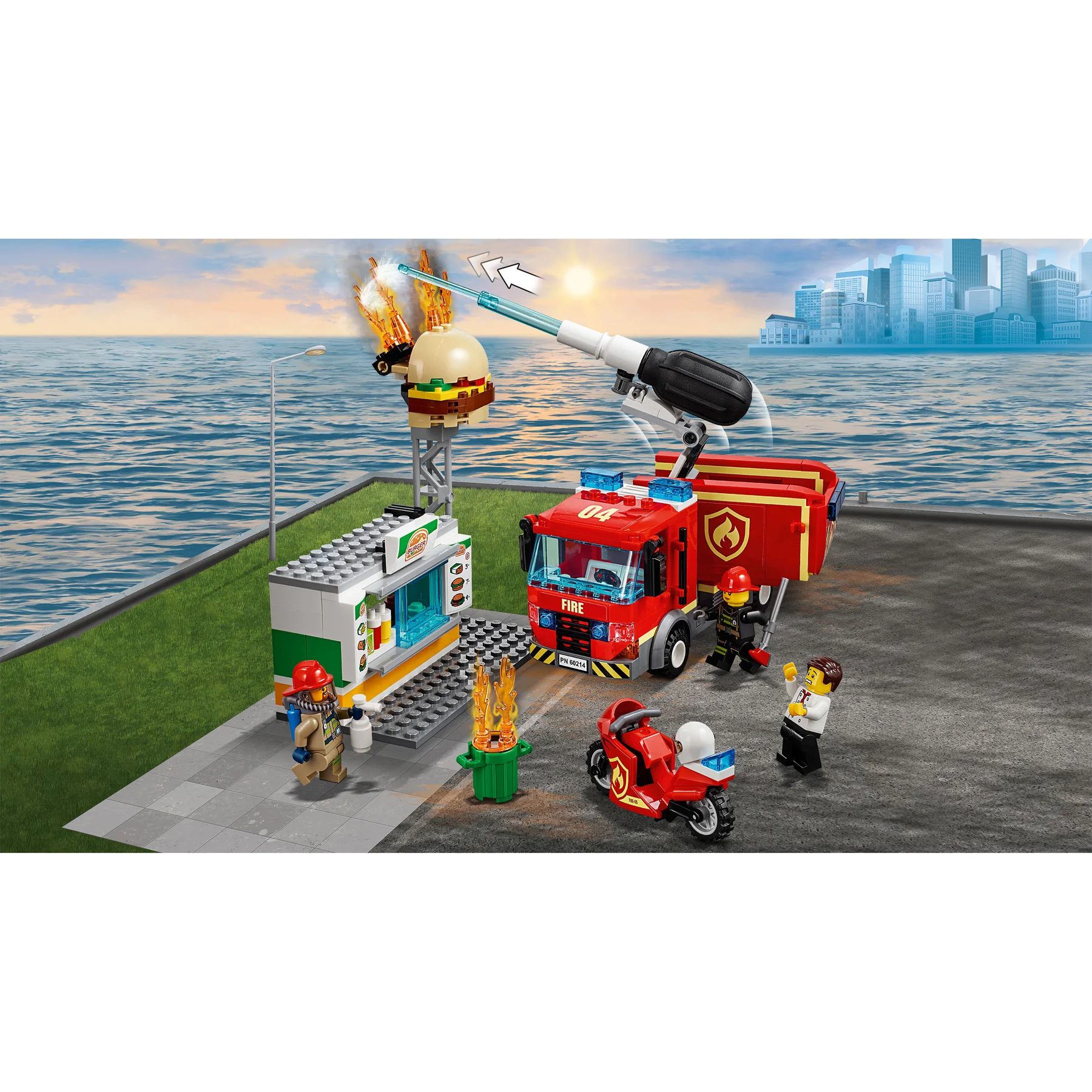 Конструктор LEGO City Fire 60214 Пожар в бургер-кафе | Игрушки и хобби