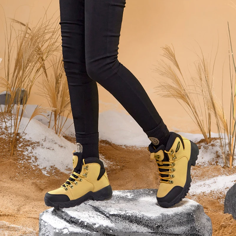 Goldencamel Men Women High-Top Hiking Shoes Durable Waterproof Anti-Slip Outdoor Climbing Ankle Trekking Shoes Military Boots