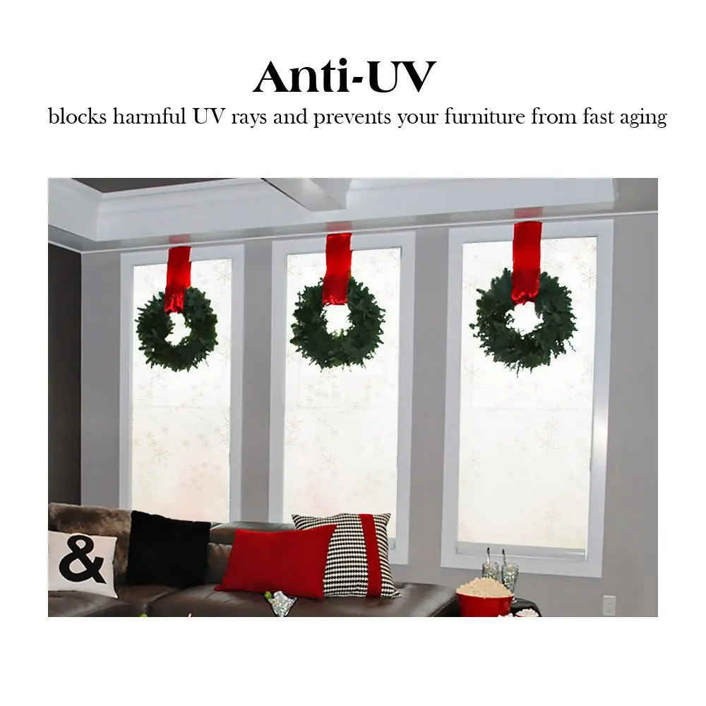 PVC Window Film Snowflake Merry Christmas Decorations Privacy Self-Adhesive Vinyl Frosted Glass Sticker | Дом и сад