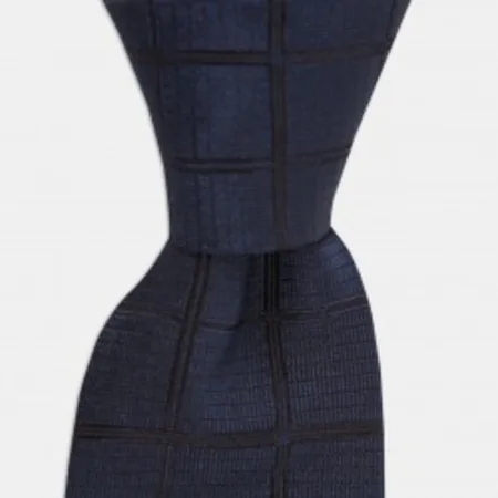 

Black plaid navy blue silk tie 67828037