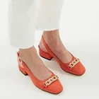 Mio Gustoбрендовая Моника оранжевыйчерныйсинийпудра низкий каблук 3 см качественные женские туфли-лодочки