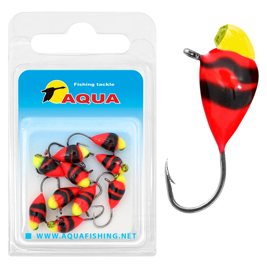 Мормышка вольфрамовая AQUA Капля с ушком обмазка c винтом и камнем вес от 0 55 до 2 00g (10