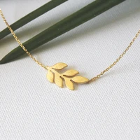 10pcs dainty olive branch plant leaf charm necklace women jewelry girls special leaves sweater pendant collares collier femme