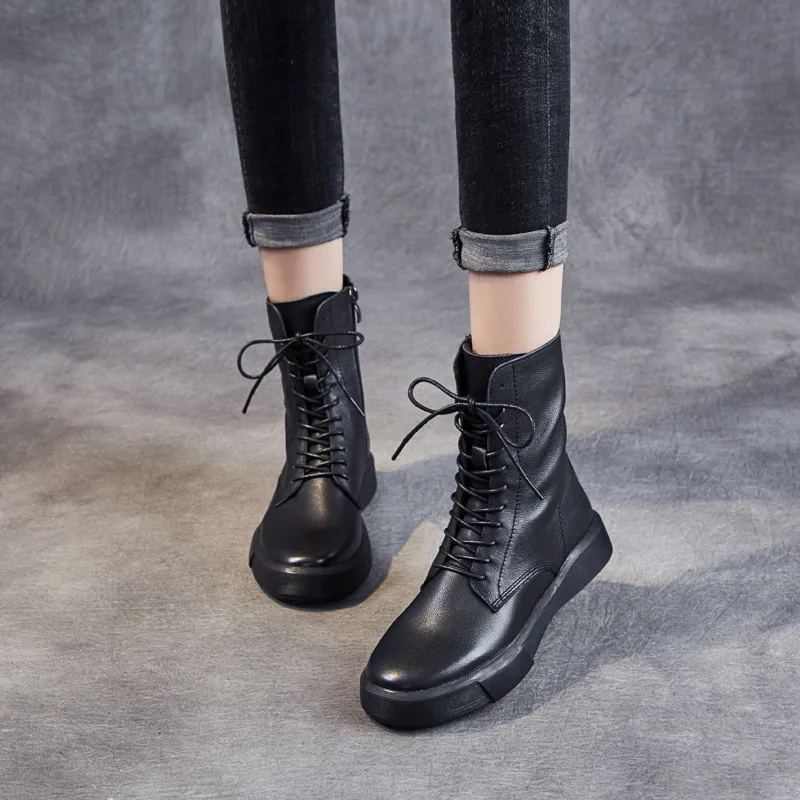 DRKANOL классические черные женские сапоги из натуральной кожи Боковая молния