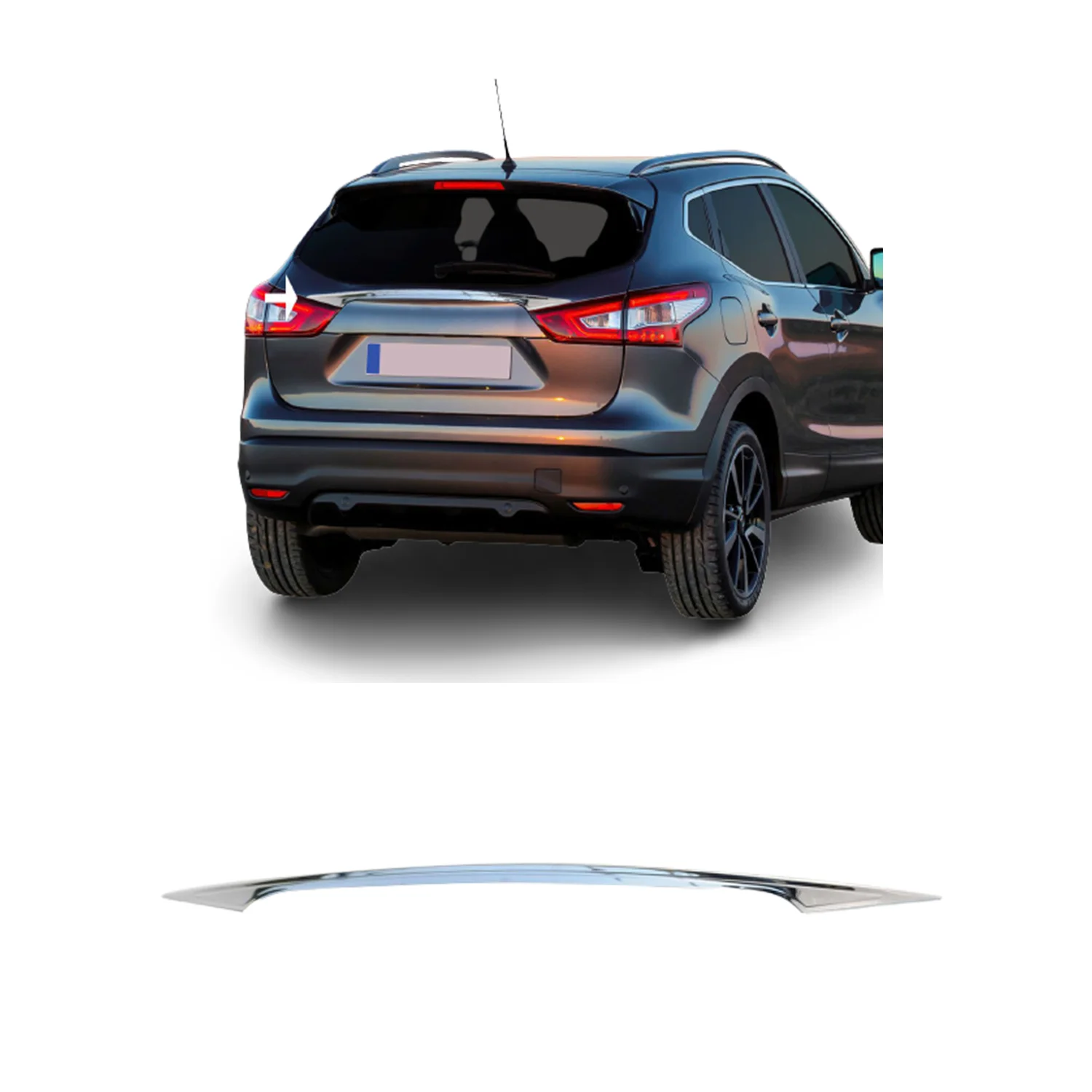 

Nissan Qashqai хромированная крышка для багажника Cover 1 Piece S.Steel 2014-
