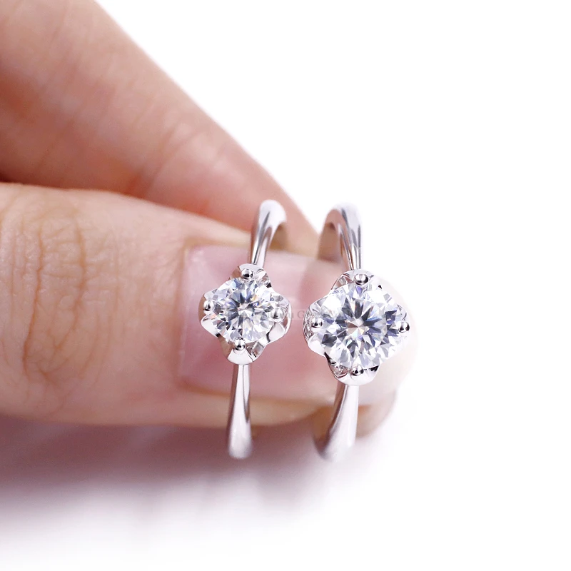 Кольцо-солитер Tianyu Gems Муассанит классическое с 4 зажимами идеальная круглая