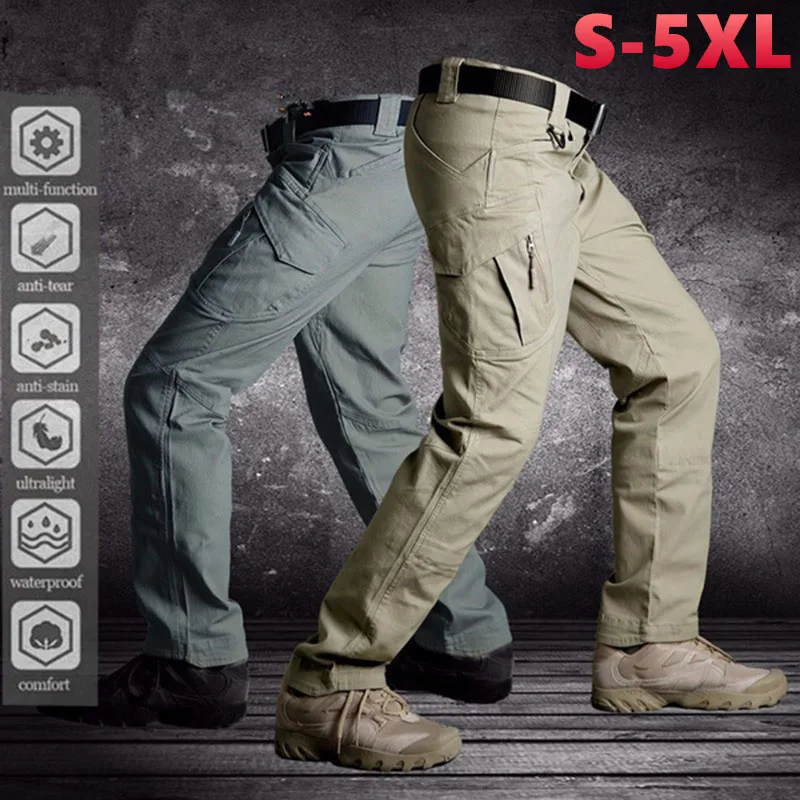 

City Military Tactical Pants Men SWAT Combat Army Trousers Male Slim Many Pockets Waterproof Wear Resistant Casual Cargo Pants