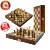 Шахматный набор, Большая деревянная коробка, складная игровая доска 30 см * 30 см, внутреннее хранилище, шашки из дуба, подарок для детей, семейный подарок - изображение