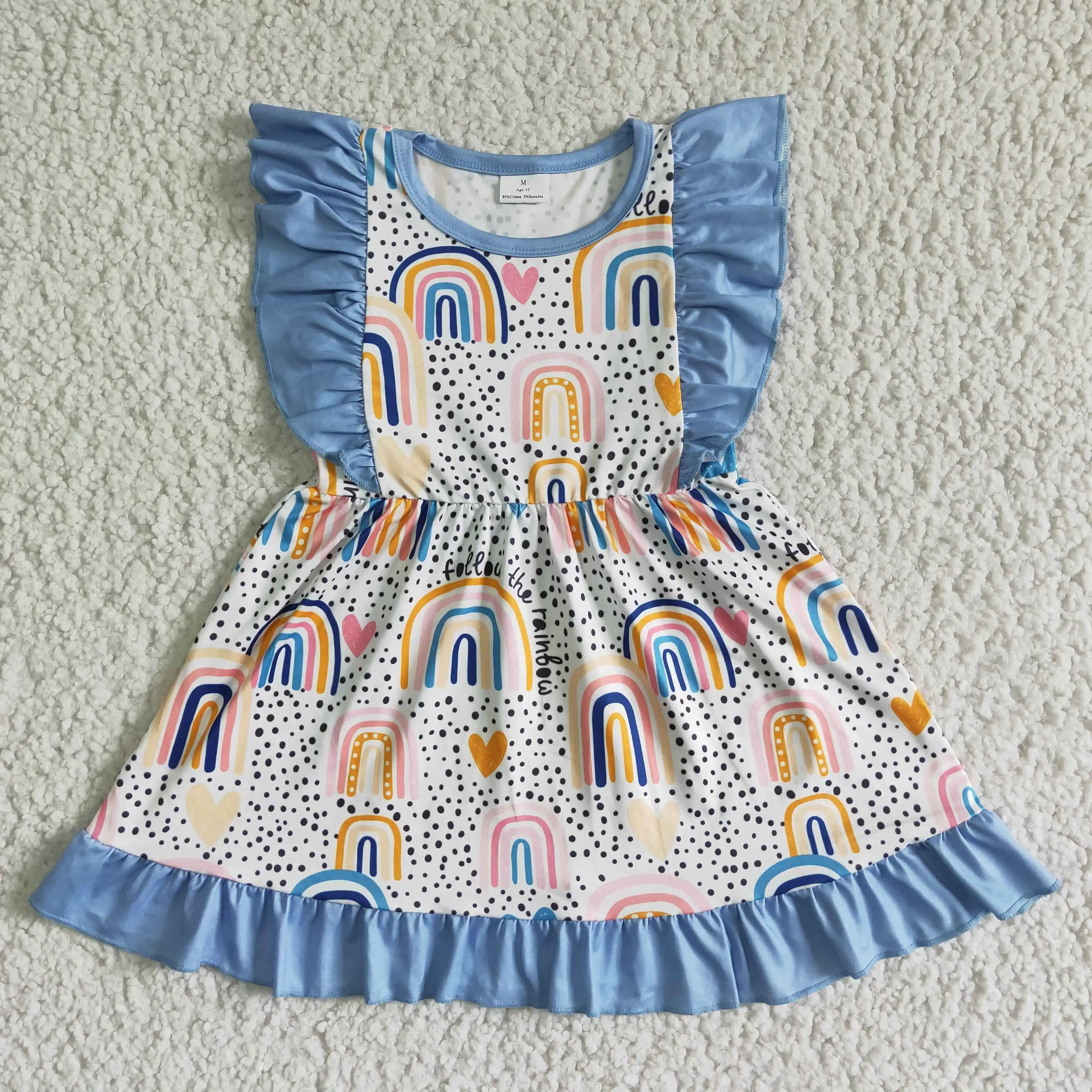 

hot sale ruffle vintage flora print summer kids clothes baby girl party casual beach holiday dress flutter sleeve knee length