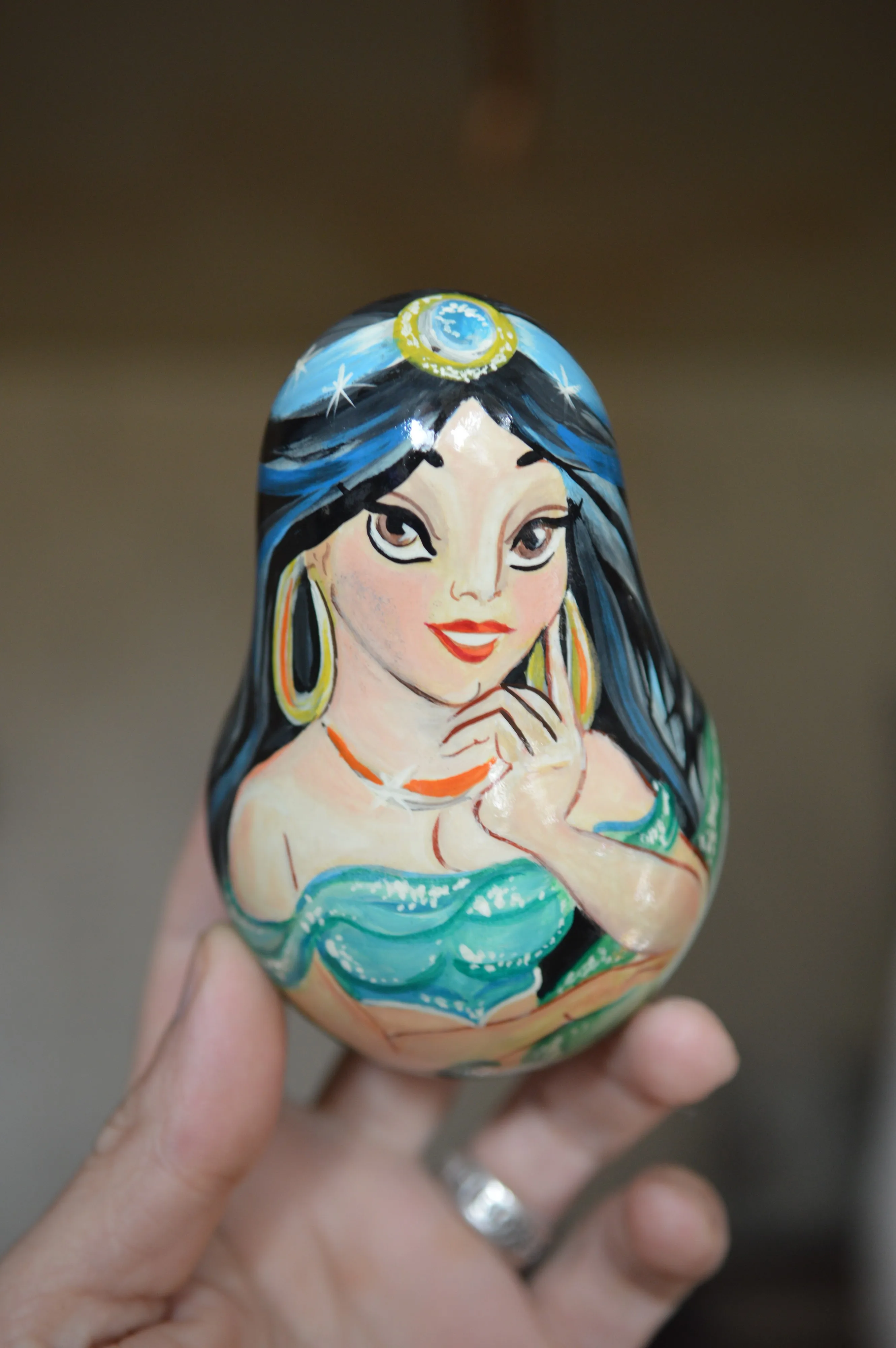 Musical Roly-Poly Nevalyashka Russian сhildren's toy Gift Souvenir Author's hand-painted folk art |