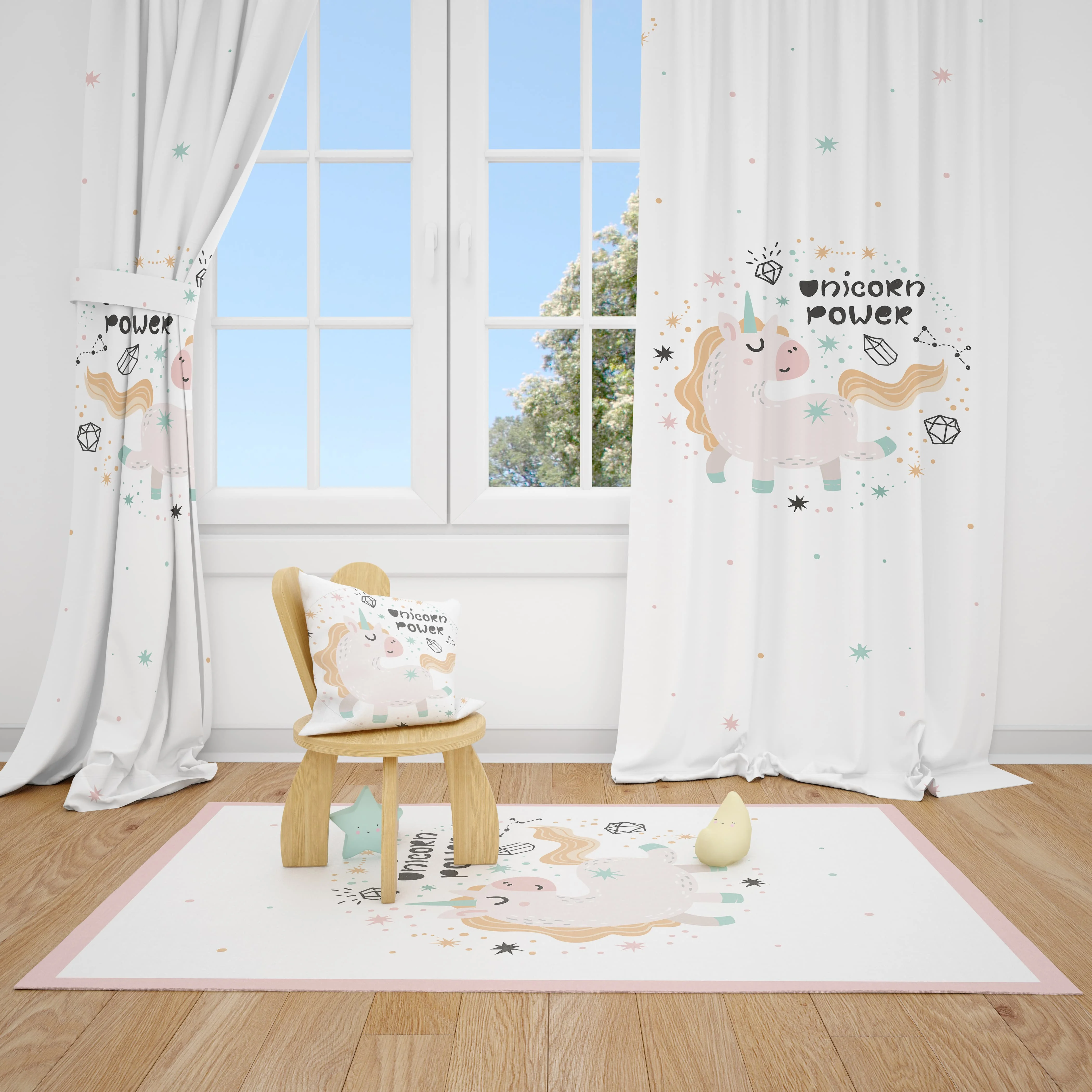 Нескользящий легко моющийся ковер с принтом единорога для гостиной занавеска