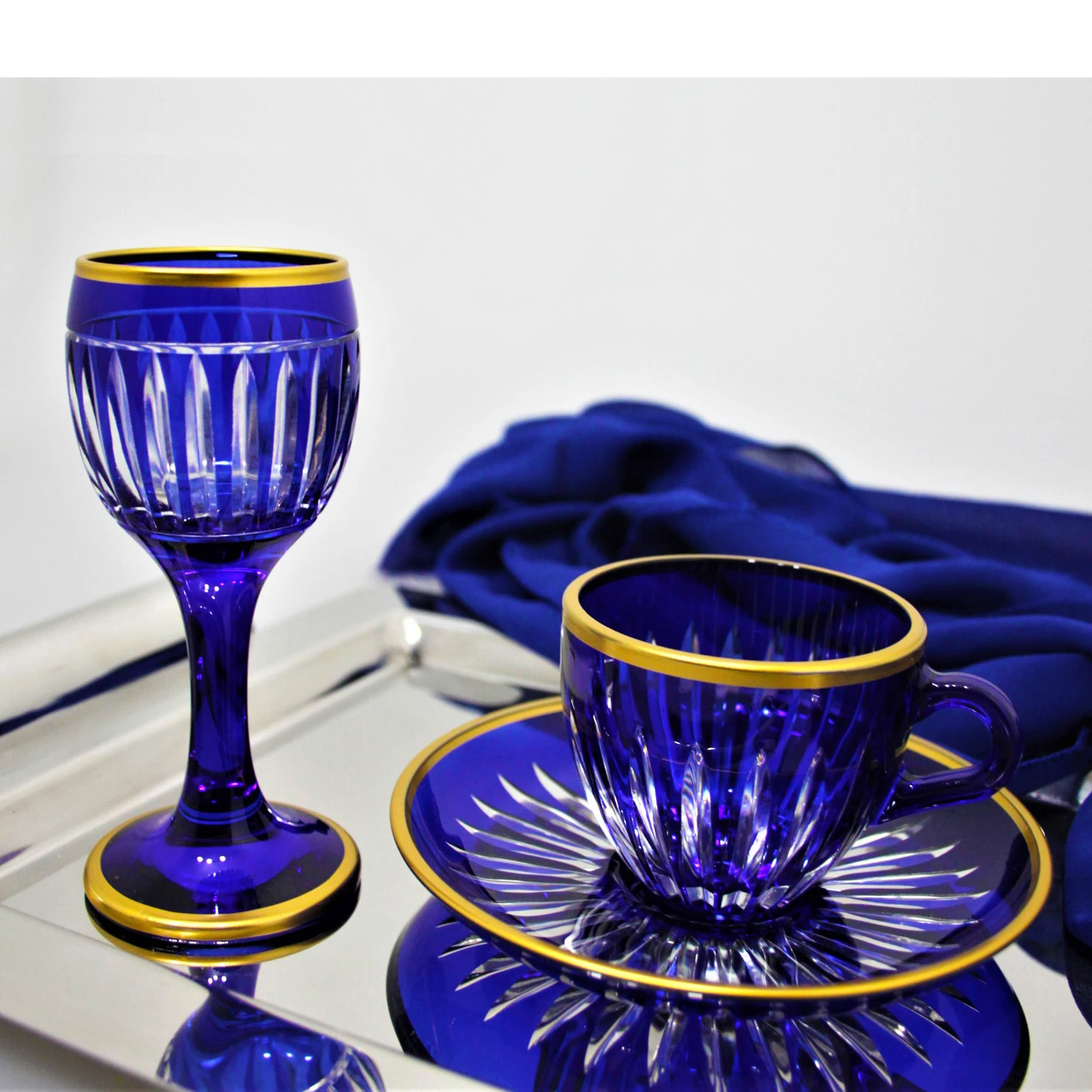 

18 Piece Special Cut Coffee Cup Set and Small Goblet Set, Coffee Set And Small Goblet, colorful Coffee Set