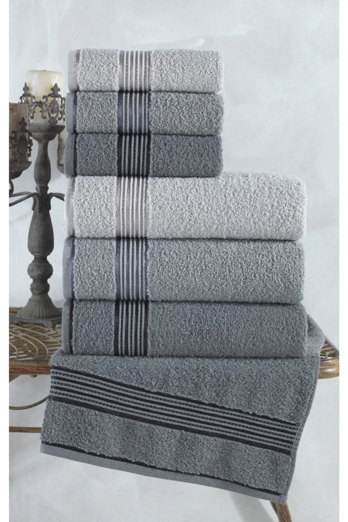 

Alia 6'lı Bath Towel Set I Bathing Suits Gray Pure cotton towel face towel luxury thick bathroom super soft Super emici ban