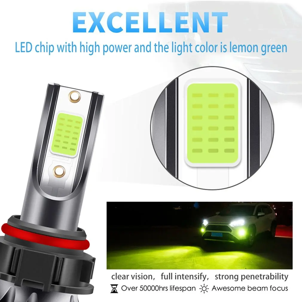 

2 Pcs 5202 LED Headlight Bulb 3000LM 8000K Color Temperature Fog Light Fog Light Car Headlights Lime Light