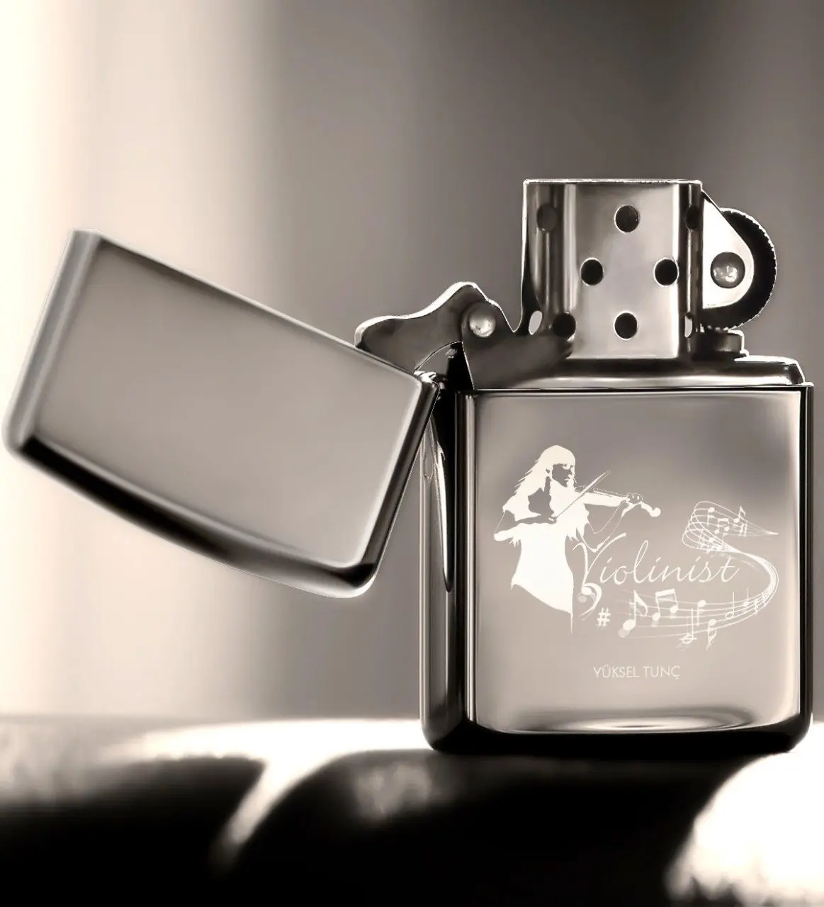 

Personalized Violinist Gasoline Silver Gray Metal Lighter-1