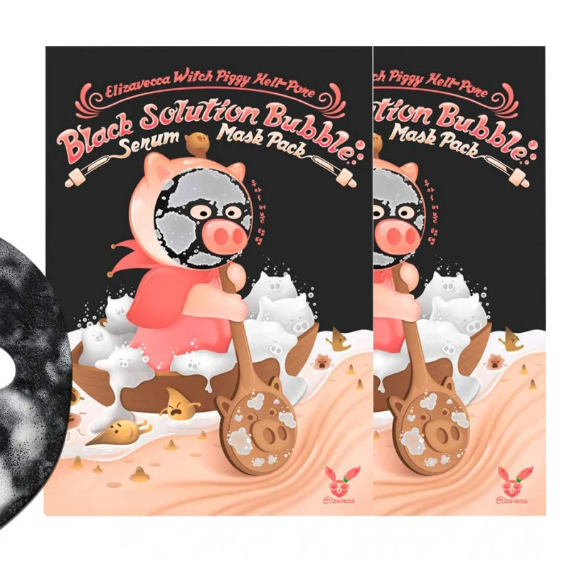 Тканевая пузырьковая маска для лица ELIZAVECCA (набор) Witch Piggy Hell-Pore Solution Bubble Mask Pack 28г