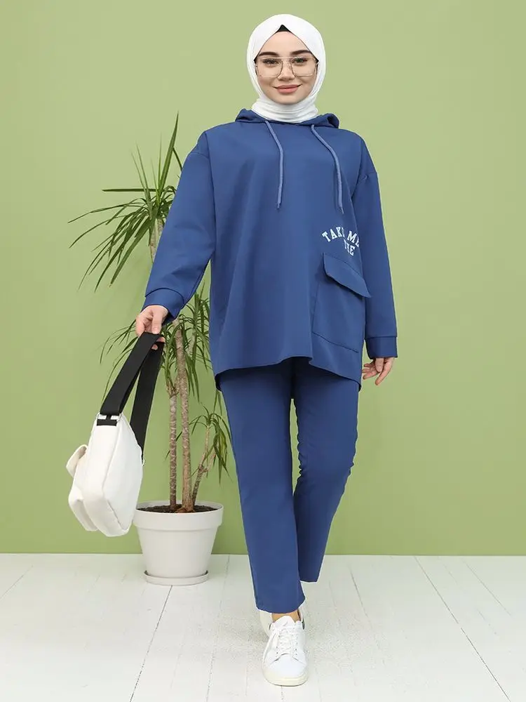 

Track Suits 2 Piece Sets Women's Casual Hooded Sweater plenty of trotters Islamic Modest Clothing for Muslim Women Fashion