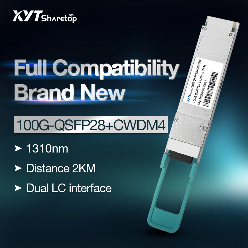 

Sharetop 100G single mode optical transceiver module QSFP28-100G-CWDM 1310nm LC port 2km compatible with Cisco Huawei H3C switch