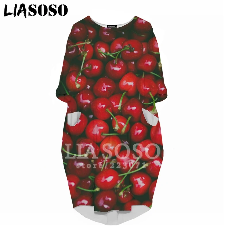 Новинка женское платье с длинными рукавами 3D-принтом фруктовым лимоном