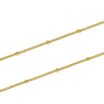 14K Gold Filled Bulk Satellite Chains Footage Unfinished Curb Chain w/ 2mm Beads 3.28ft(about 1m)