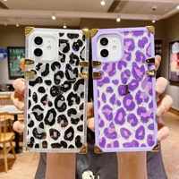 square phone case for iphone 11 12 13pro max fashion leopard print square shockproof back cover for iphone x xr xsmax 7 8 plus