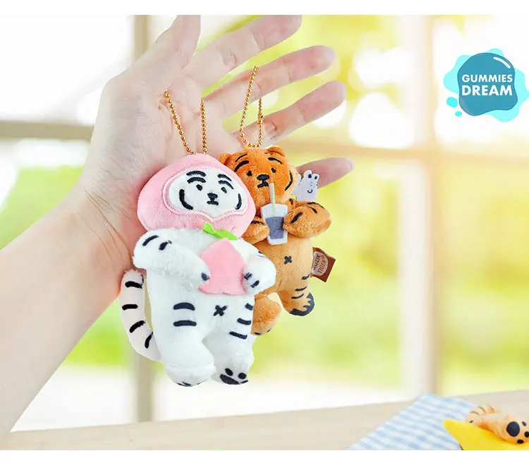 Кавайная плюшевая игрушка в виде тигра с чашкой чайного зонта мягкая подвеска