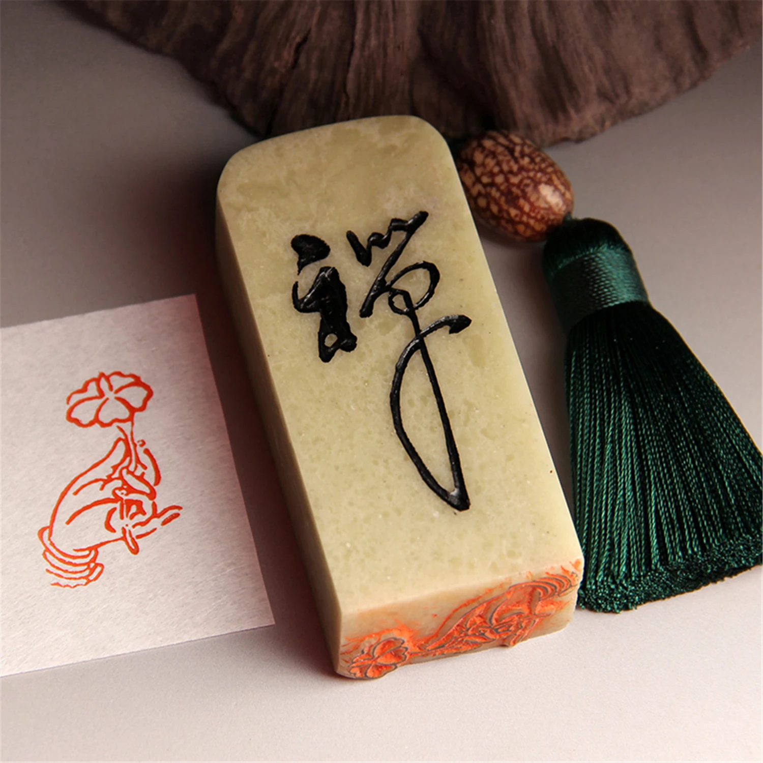 Chinese Lotus Stamp Handmade Traditional Art Seal Chop for Brush Calligraphy and Sumie Painting and Gongbi Fine Artworks