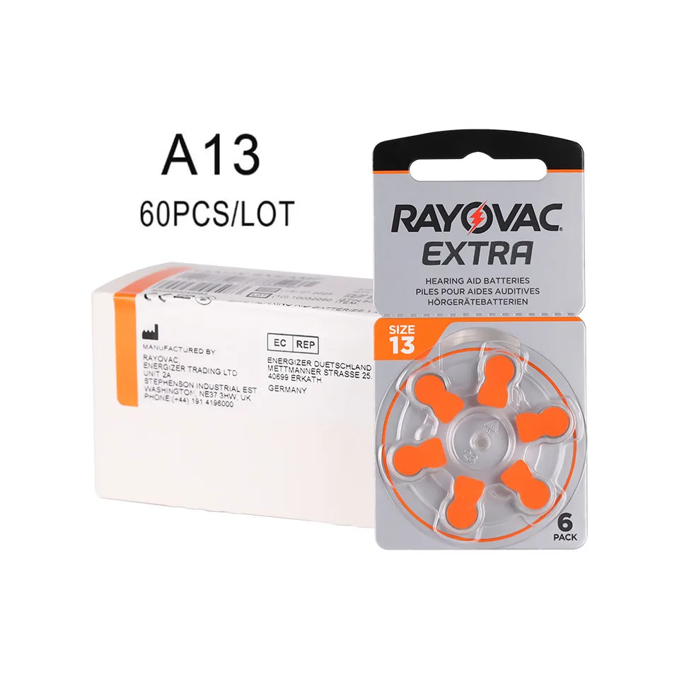 60 PCS Rayovac Extra Hearing Aid Batteries A13 13A 13 P13 PR