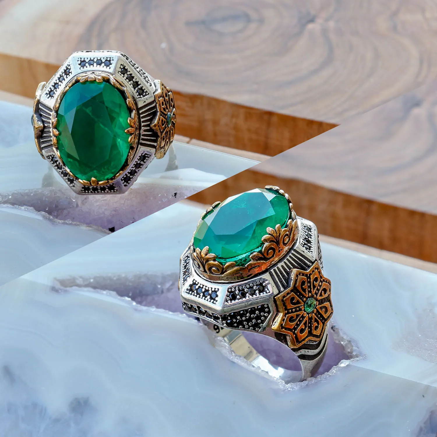 

Ala Series-Special Design Silver Ring with Paraiba Stone Fashion Turkish Premium Quality Handmade Jawelery