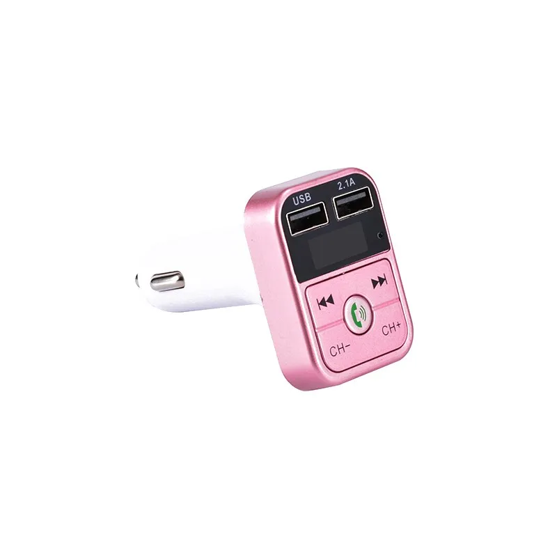 Розовый Многофункциональный автомобильный fm-передатчик, модулятор, Bluetooth, автомобильный комплект, аудио MP3 плеер, двойное USB зарядное устройство, управление приложением, новинка - Название цвета: Розовый