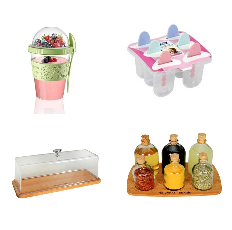 

4 Piece Kitchen Set Cake Dome Spice Ice Cream Yoghurt Container