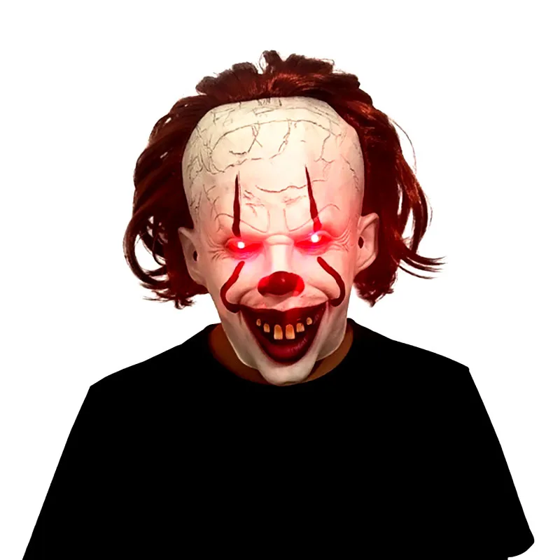 Страшная маска клоуна для косплея Pennywise It светодиодсветильник светящаяся