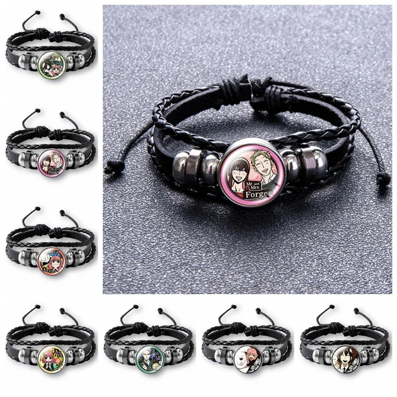 

Anime Spy x Family Leather Wristband Braided Bracelet Cool Cosplay Wristband Bangle for Men Women Cosplay Jewelry Gemstone Gifts