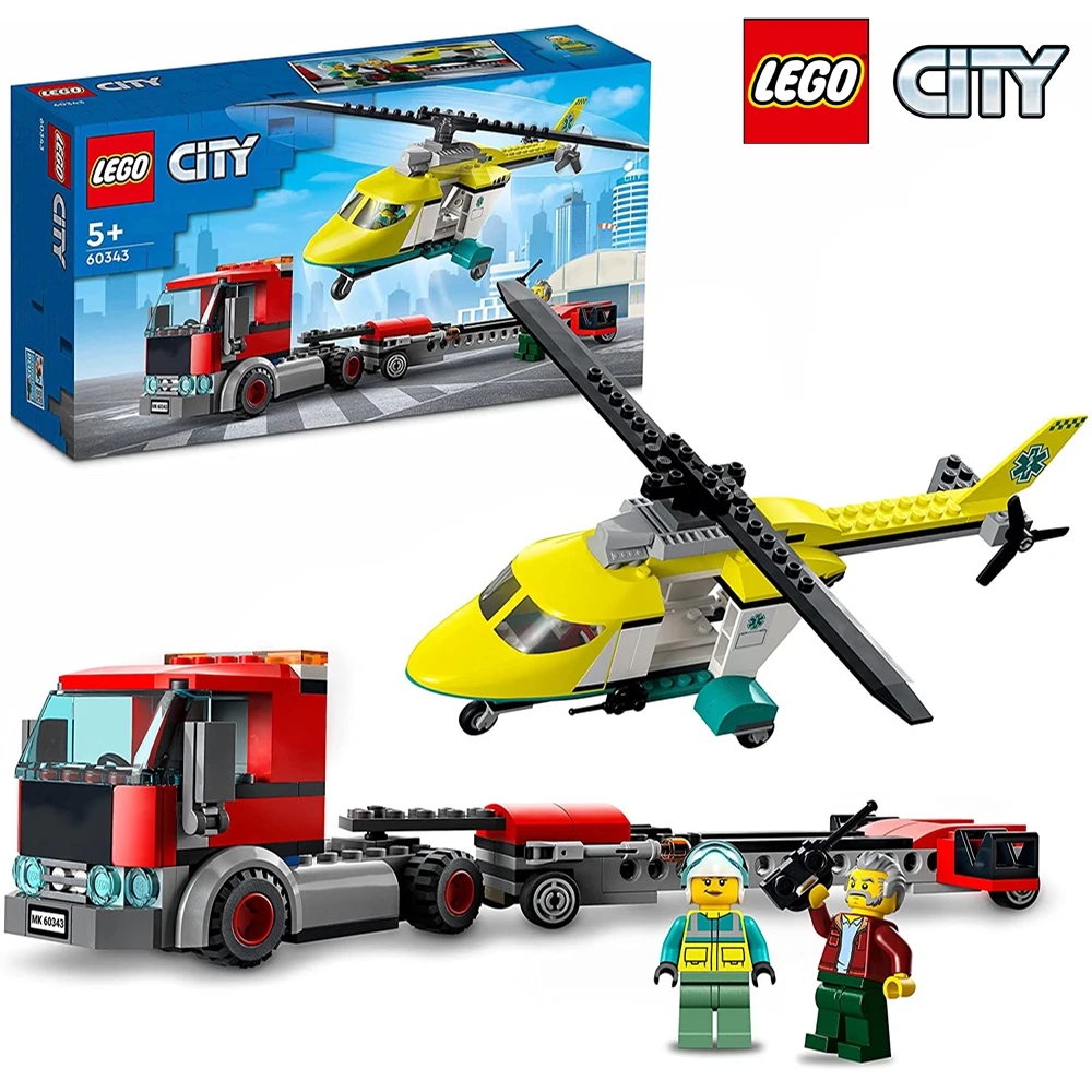 

LEGO City Rescue Helicopter Transport 60343 - Toy Building For Kid Ages 5 And Up (215 Pieces) toy For Children Original Lego