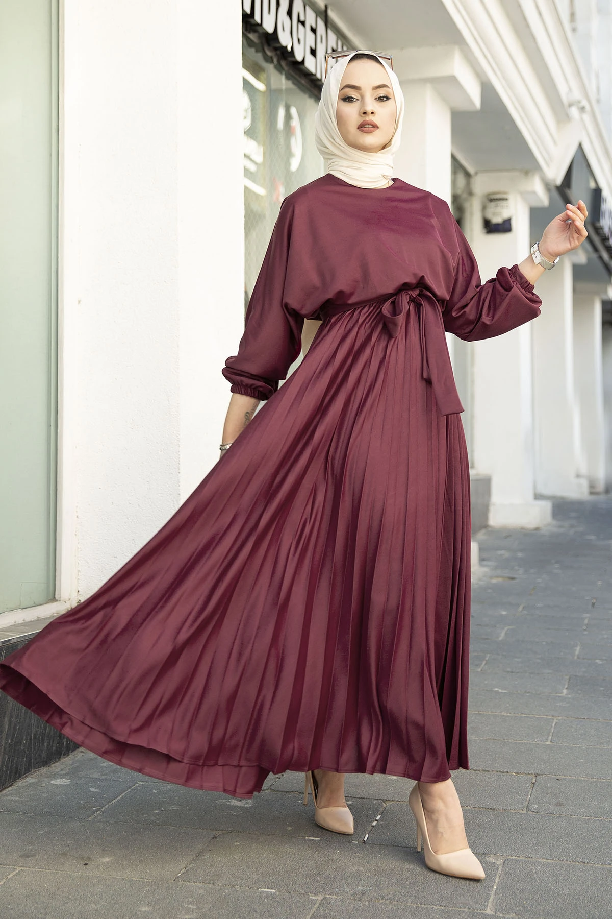 Бегония плиссированное платье Рамадан мусульманский хиджаб Абая для женщин абаи