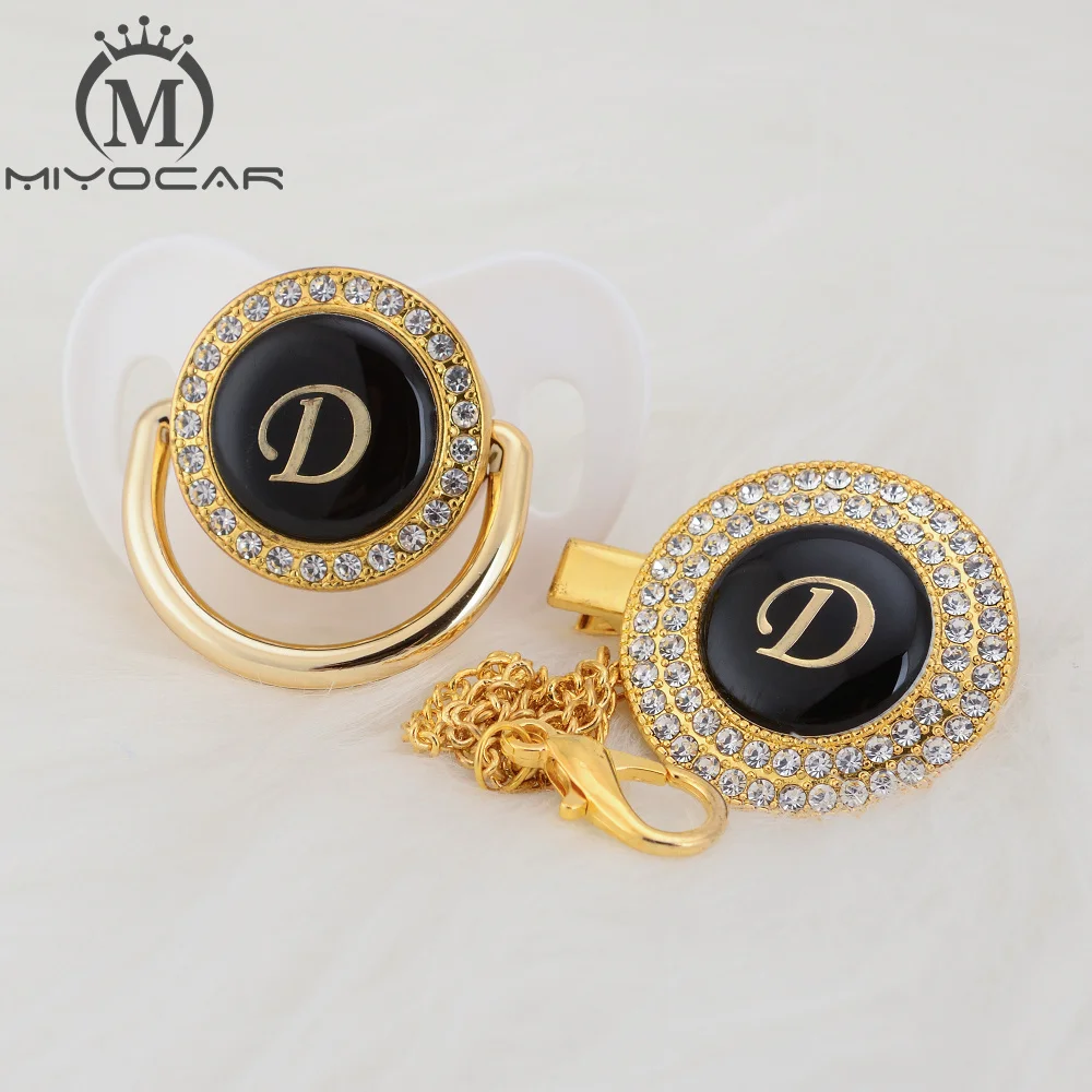 MIYOCAR уникальный дизайн имя инициалы буквенные D прекрасный bling соска и пустышка Клип Набор BPA бесплатно пустышка bling уникальный дизайн LD