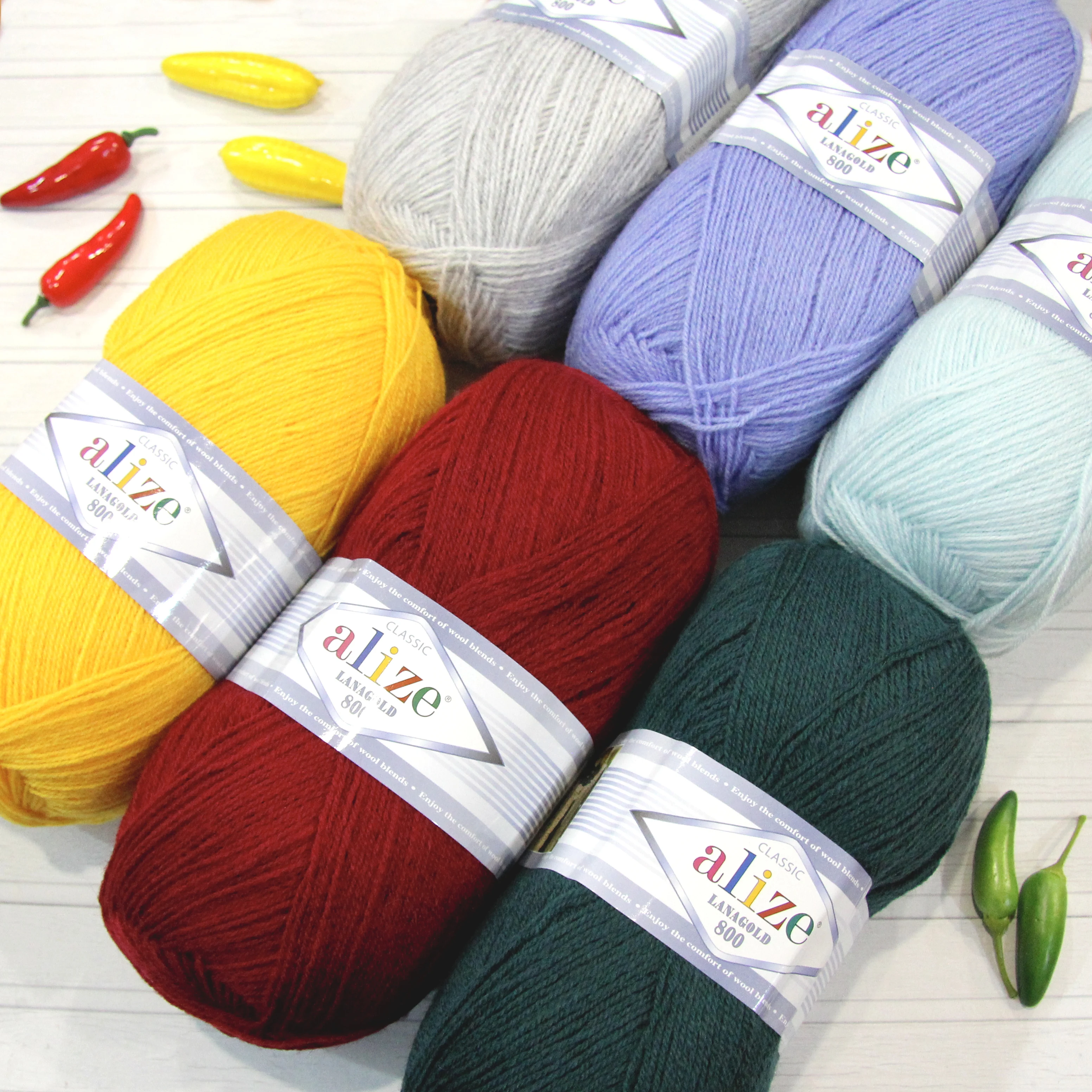 Пряжа Alize Lana Gold 800 (Ализе Ланаголд 800) 49%шерсть 51%акрил 100гр/800м 5 шт в уп. Для свитеров