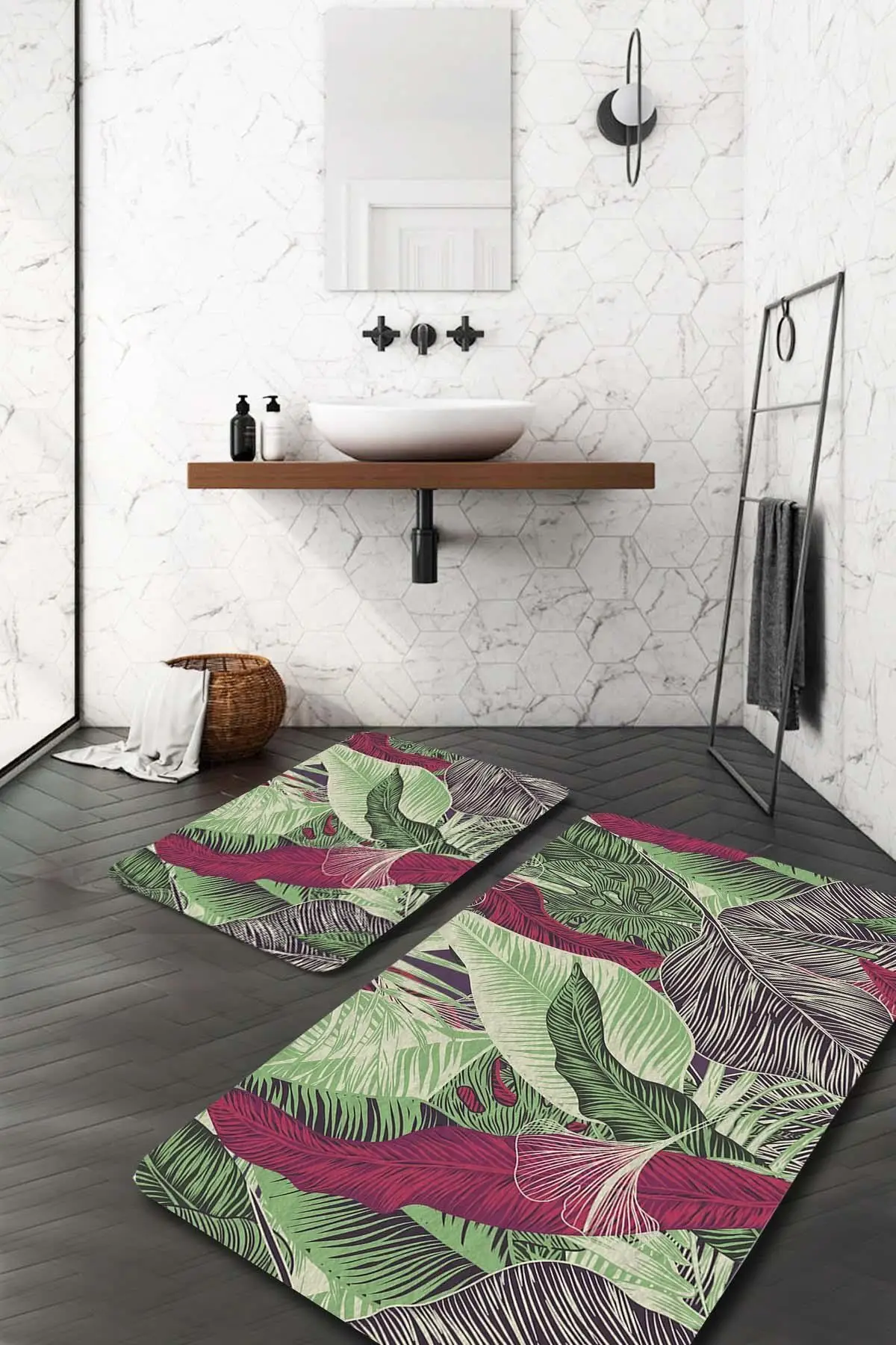 

Leaf Bathroom Rugs-Rugs Bathtub Mat- Shower Room Mat -Toilet Bath Mat- 2 pcs