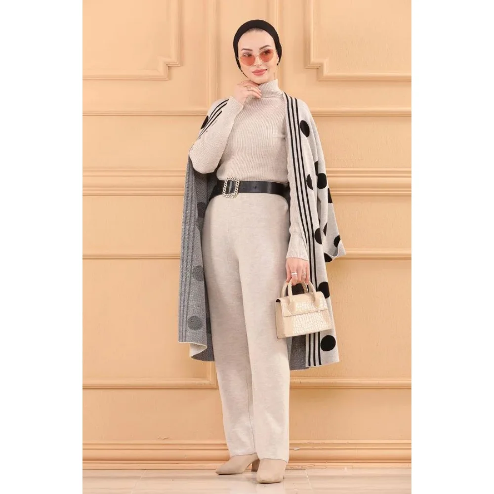 Triple Knitwear Set Hijab Islamic Muslim Trend 100% Acrylic Fabric muslim dress women abaya kaftan modest dress abayas for women
