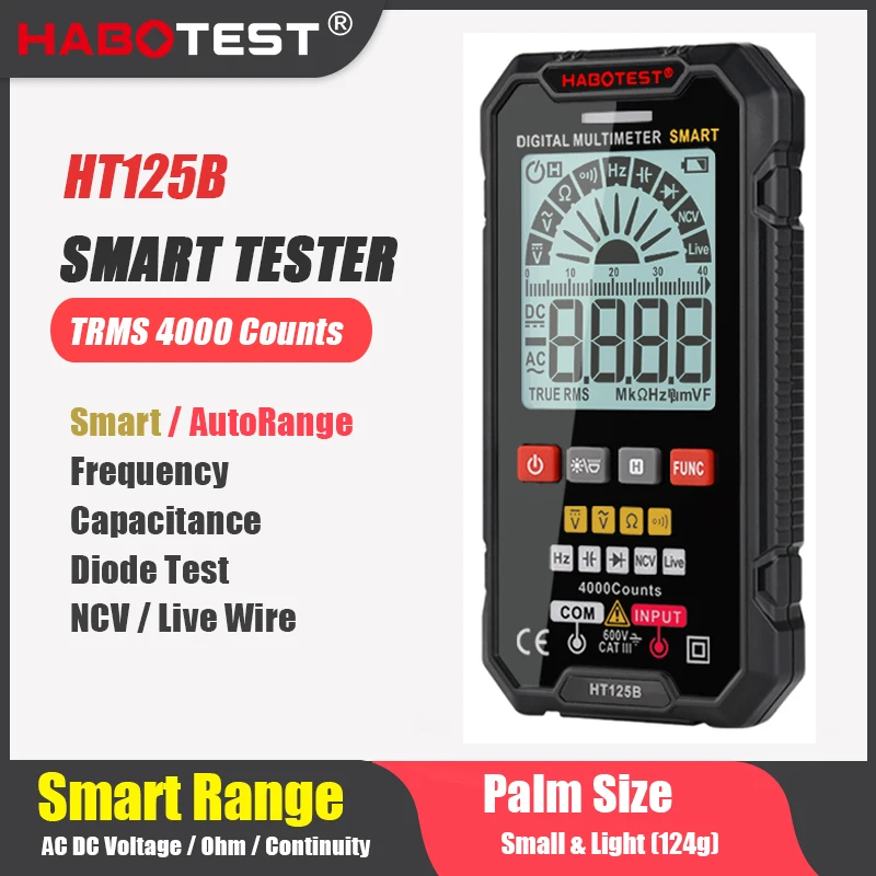 Professional Smart Multimeter Digital Auto Range True RMS NCV Voltmeter AC DC Hz Ohm Capacitance Temperature Tester HABOTEST | Инструменты