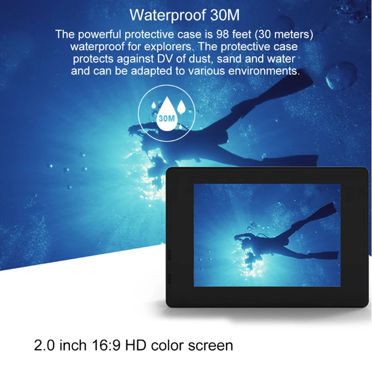 H9A Pro HD WiFi экшн-камера с водонепроницаемым корпусом 4 K/1080 P/720 P 2 0 дюймовый ЖК-экран