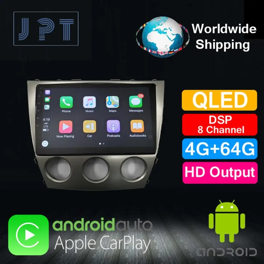 Мультимедийный плеер JPT для TOYOTA Classic Camry ручной Air Con QLED PX6 DSP8 RDS GPS навигация 4G + 64G AUX