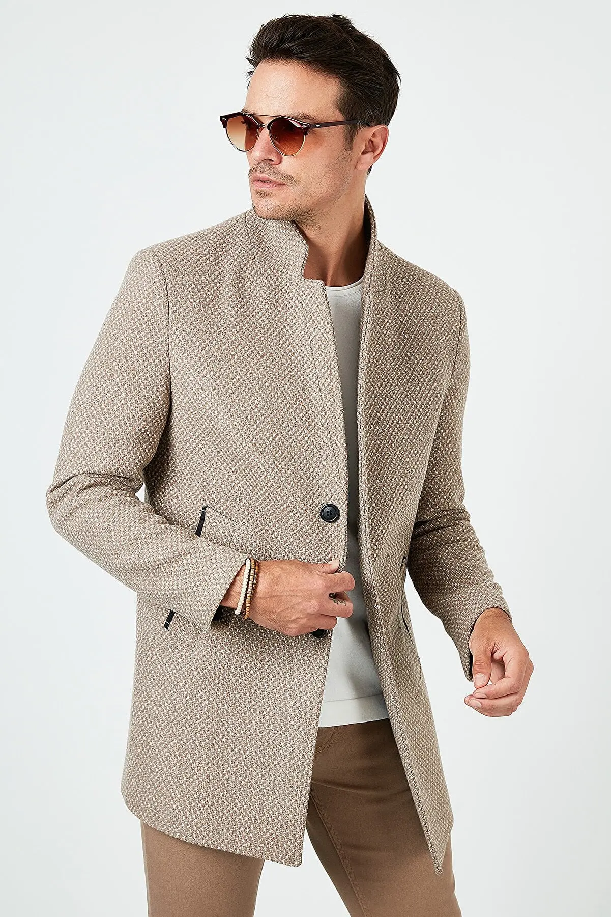 Men Slim Fit Cotton Parka Coat Male Thicken Warm Winter Stand Collar Fashion Jacket Daily Formal Outerwear Slim Fit Solid Color