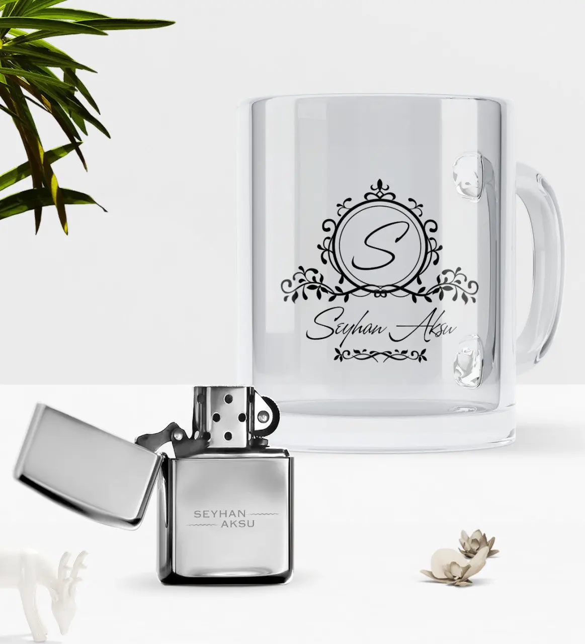 

Father's Day Custom Is Glass Mug Cup Gasoline Metal Lighter Seti-11