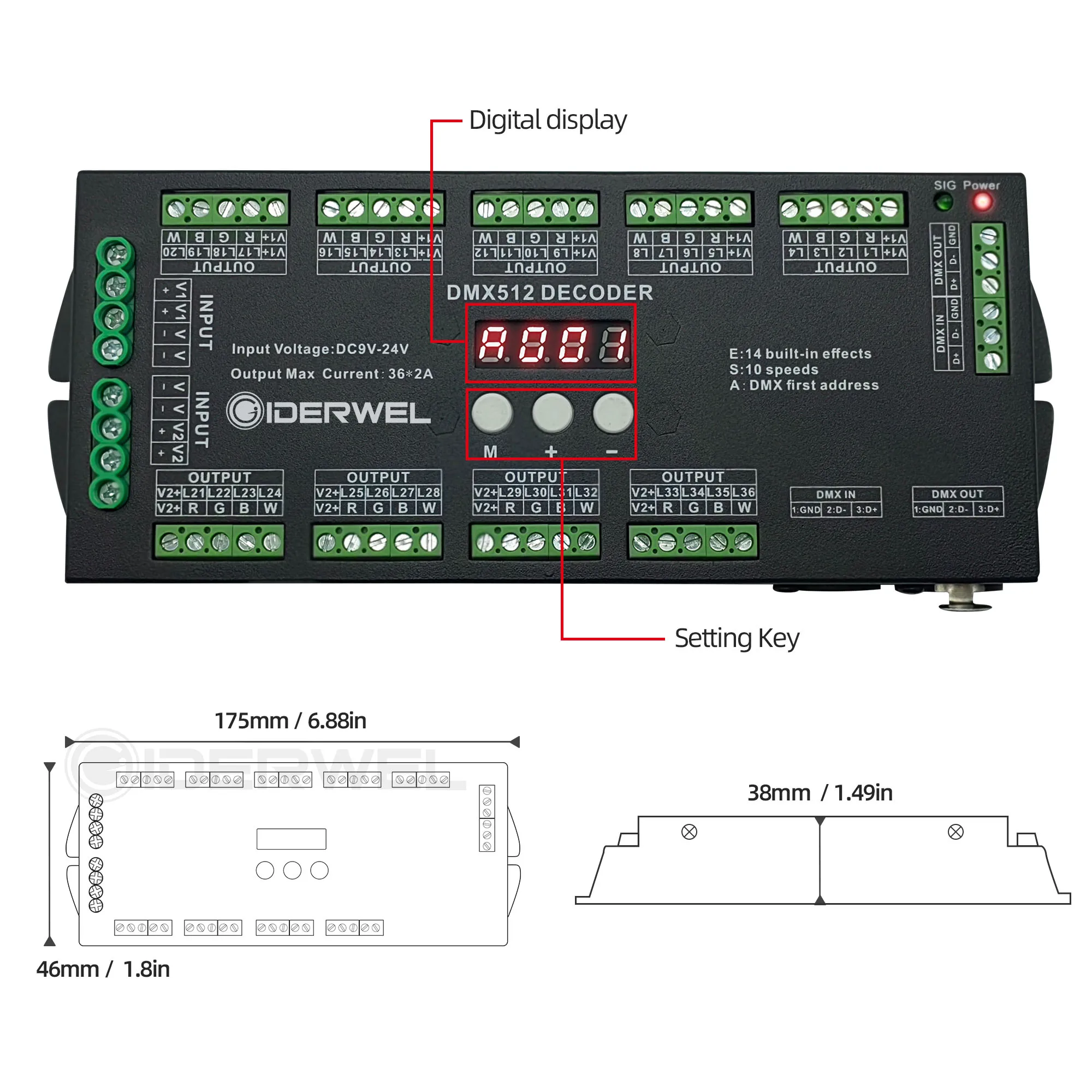 Декодер 36CH DMX 512 контроллер светодиодной ленты RGBW с консолью используется